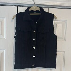 Black Sleeveless Denim Vest